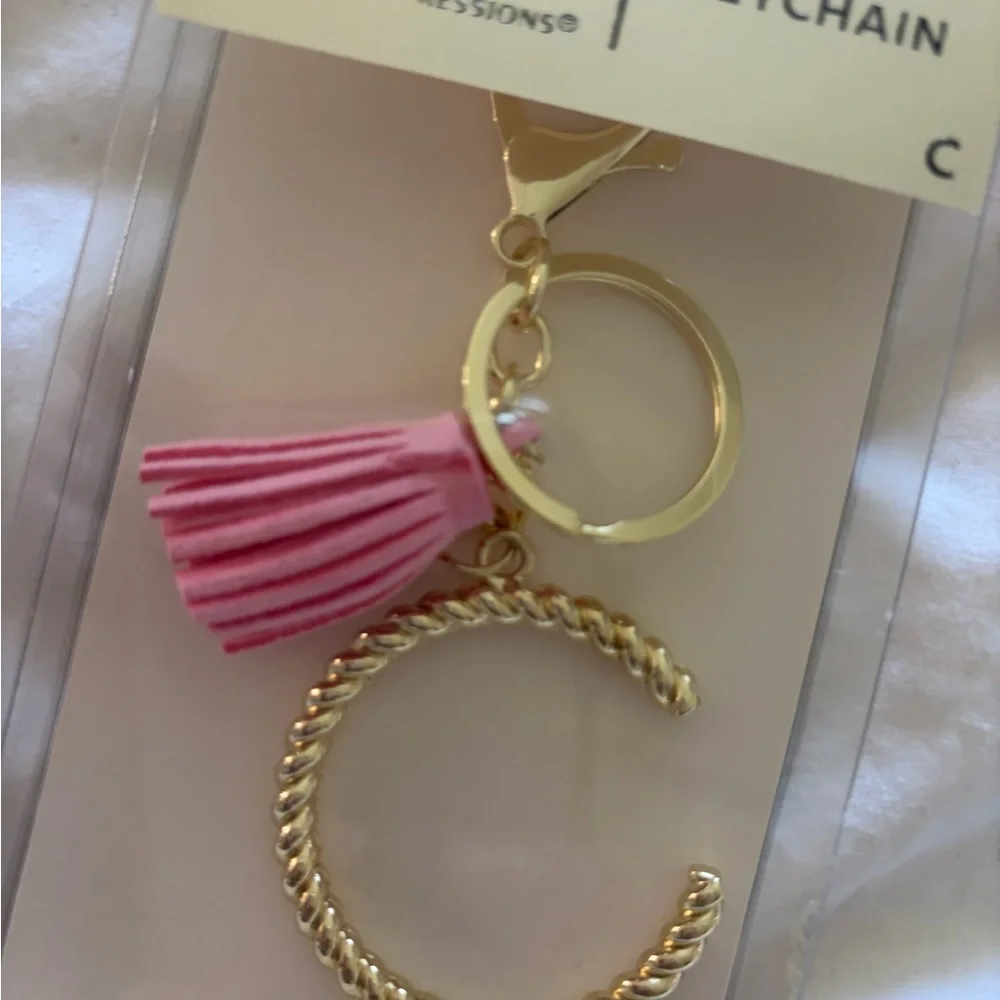 Expressions Pink and Gold Tassel Keychain